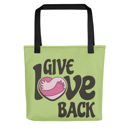 Green tote bag, give love back tote bag 